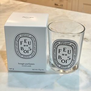 Empty Diptyque Feu de Bois Candle Glass Jar w/ Box 6.5oz./Full Size